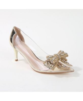 Nala Clear Vinyl Pump with Rhinestone Bow