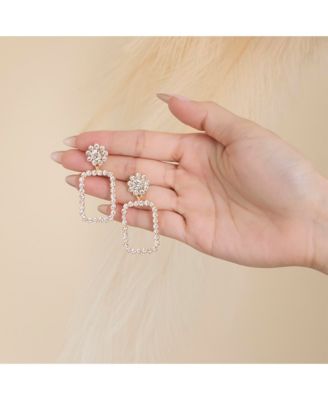 Gold-Tone Pave Rectangle Drop Earrings