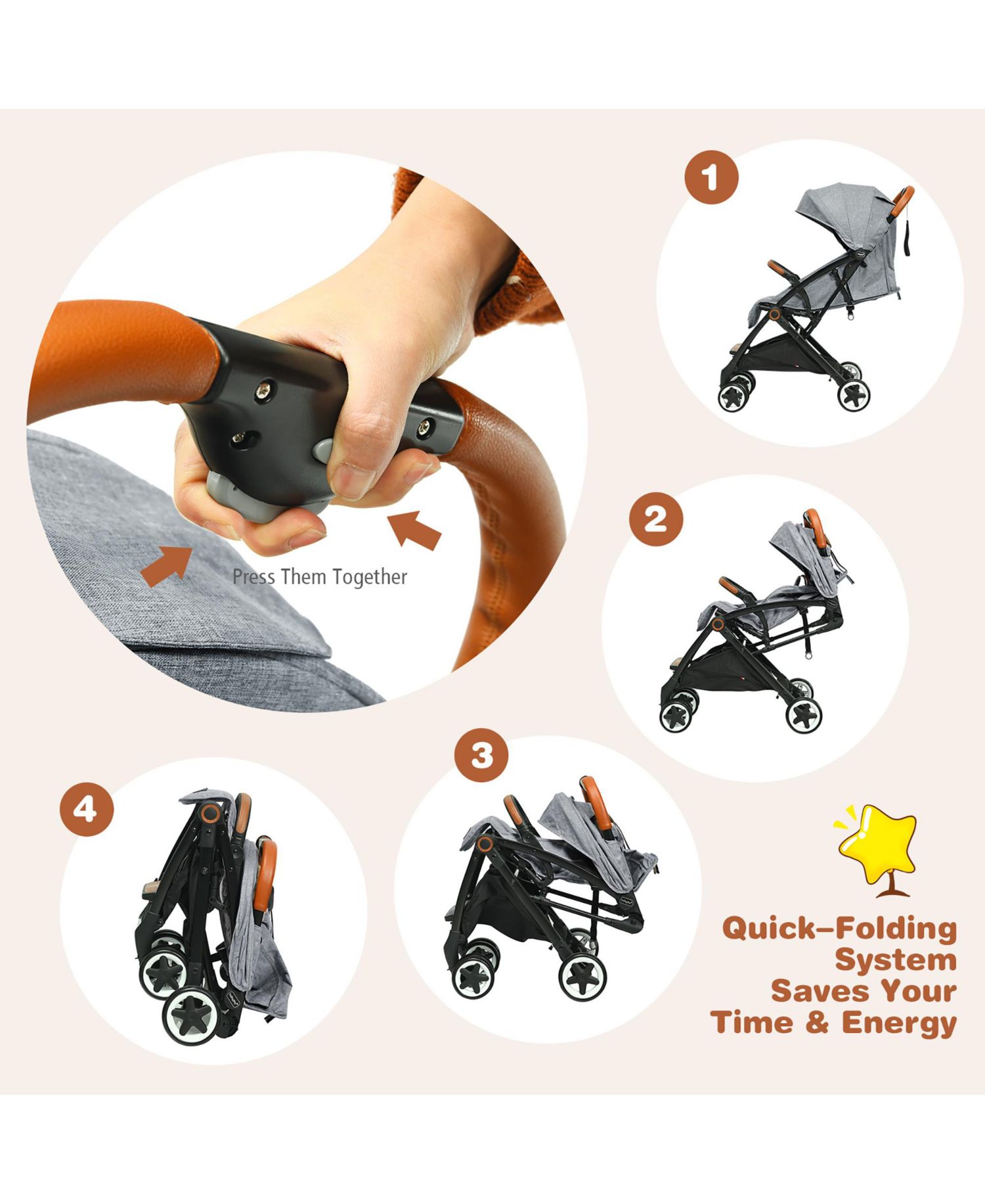 Lightweight Baby Stroller Aluminium Frame for Home Office Use