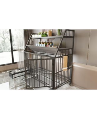 Large Pet Cage with Storage - Black/Gray