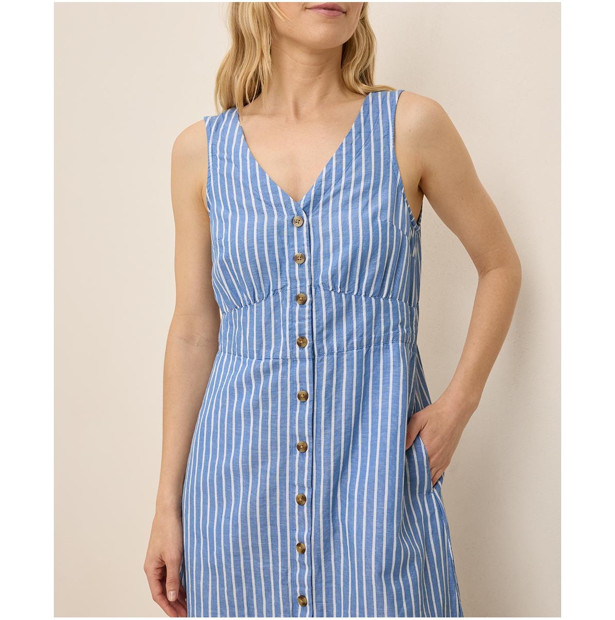 Pact Women's Cotton Canopy Linen Blend Button-Front Dress