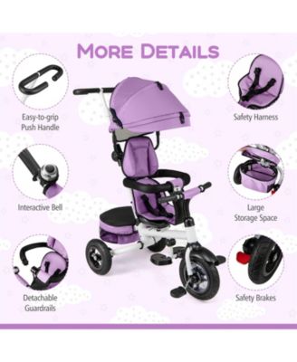 Toddler 5-in-1 Folding Trike 1-5 Years Old w/ Safety Harness Storage