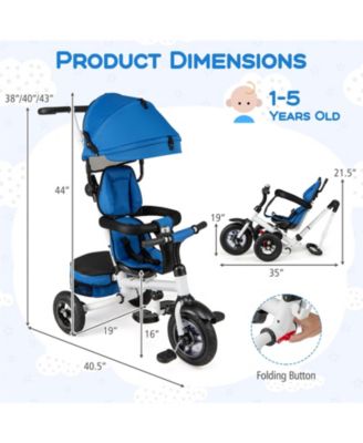 Toddler 5-in-1 Folding Trike 1-5 Years Old w/ Safety Harness Storage
