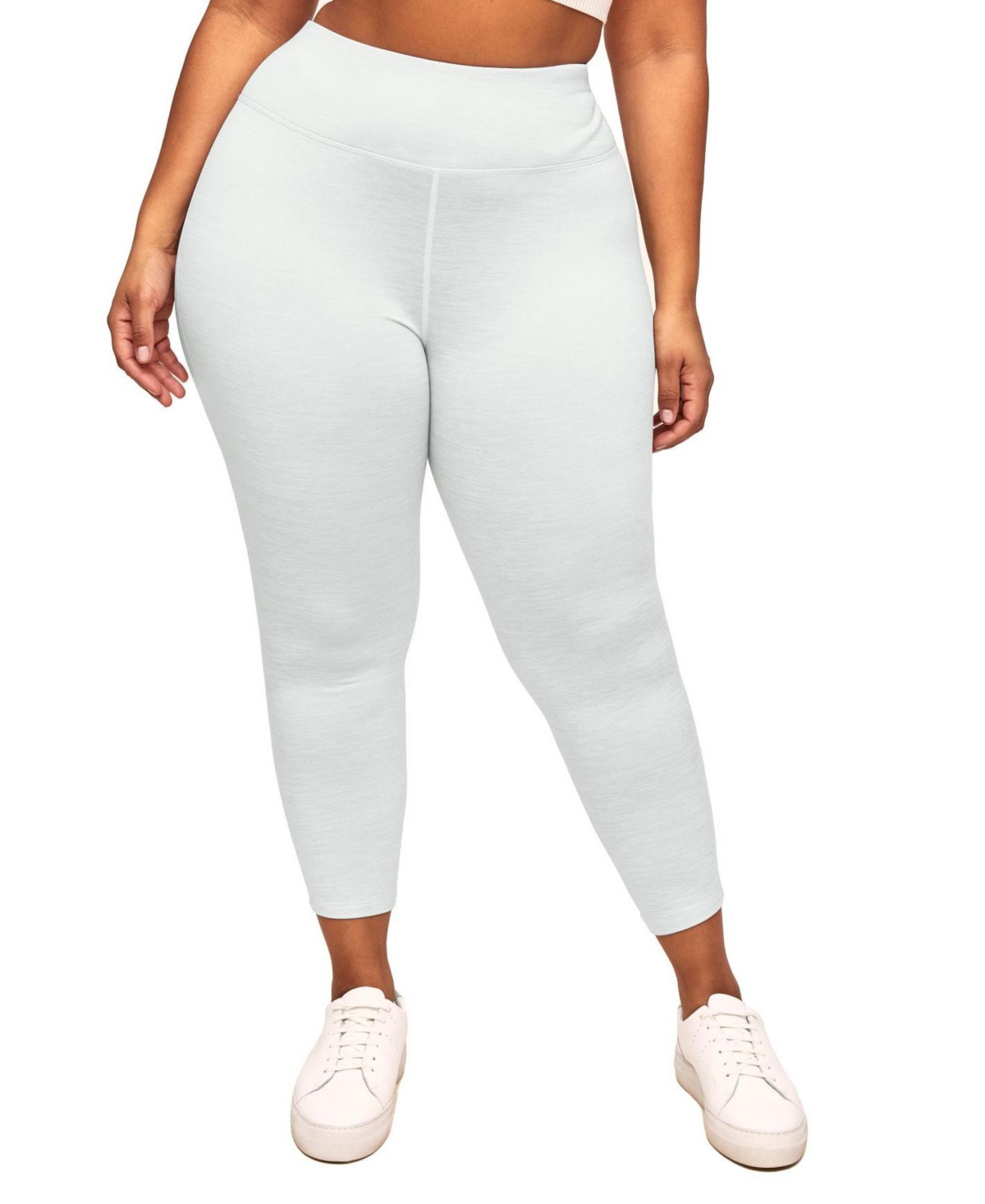 Plus Size Haley High-waist Heather Fleece 7/8 Legging - White