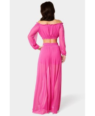 Women's High Slit Two Piece Mesh Dress