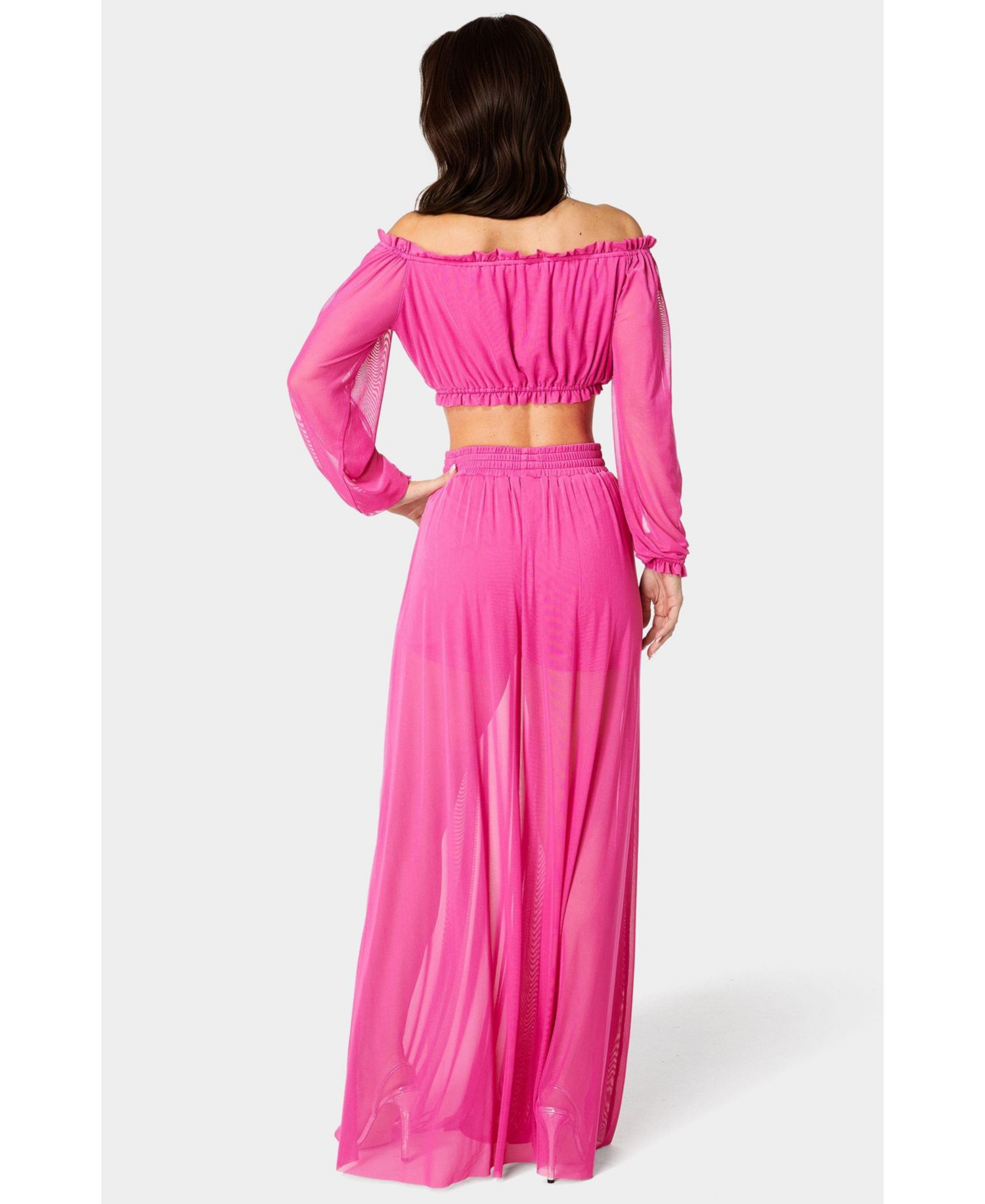 Women's High Slit Two Piece Mesh Dress