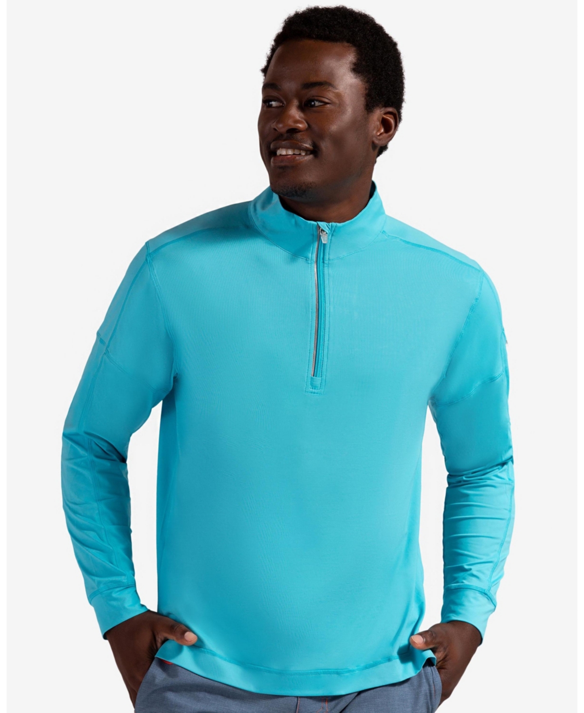Men's Upf 50+ Sun Protective Mock Zip Top - Tickle me pink