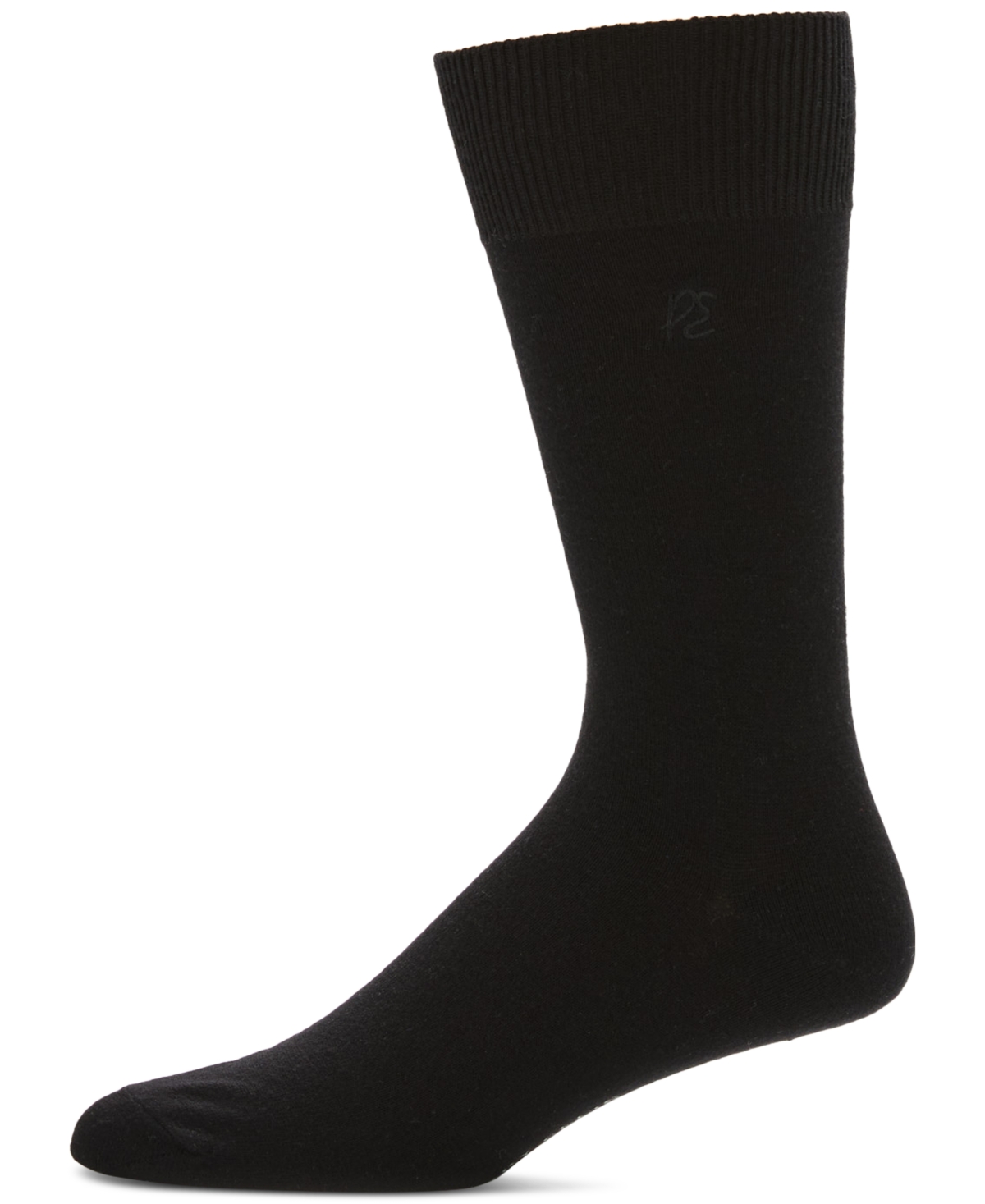 Perry Ellis Portfolio Men's Portfolio Flat Knit Logo Dress Socks In Black