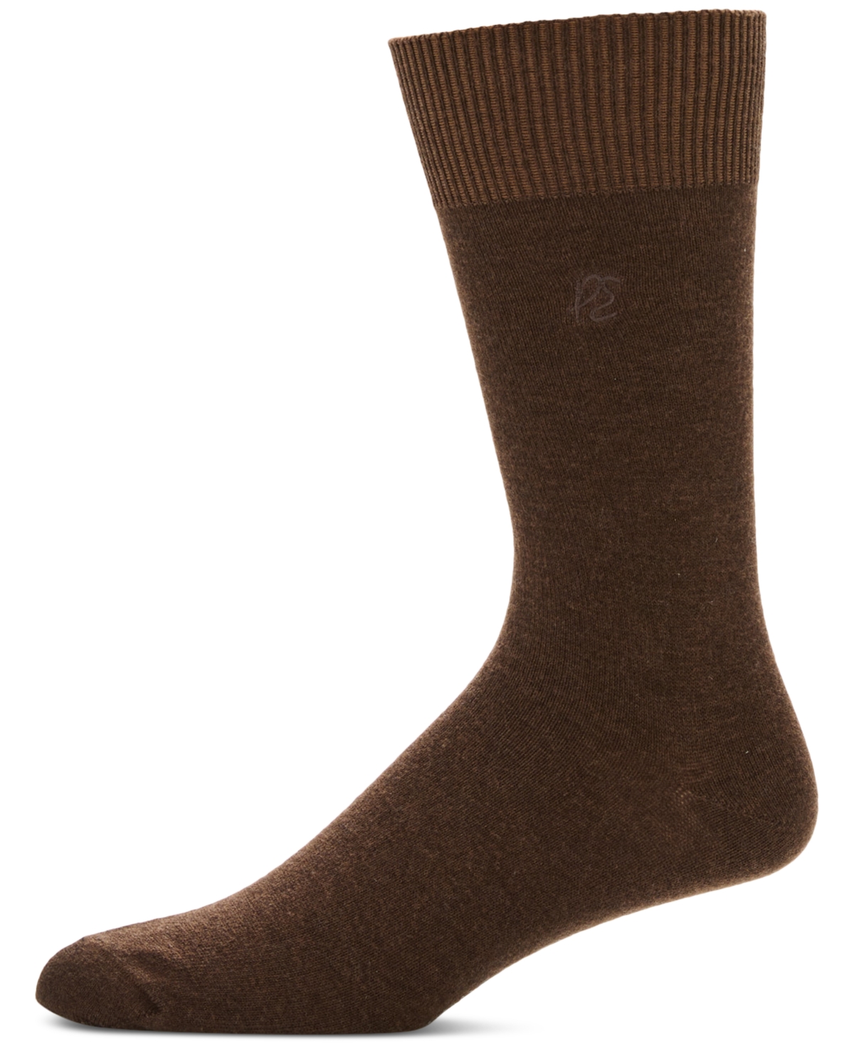 Perry Ellis Portfolio Men's Portfolio Flat Knit Logo Dress Socks In Brown