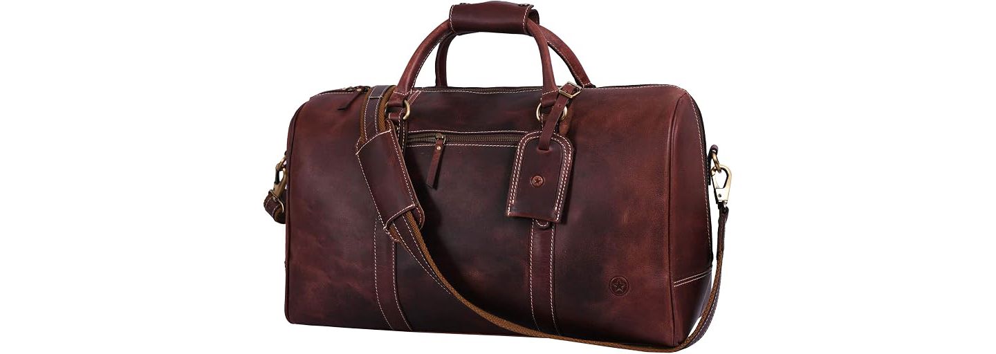 Сумка Aaron Leather Goods 20 Inch Luxor Leather Duffle, цвет: Коричневый — фото 4