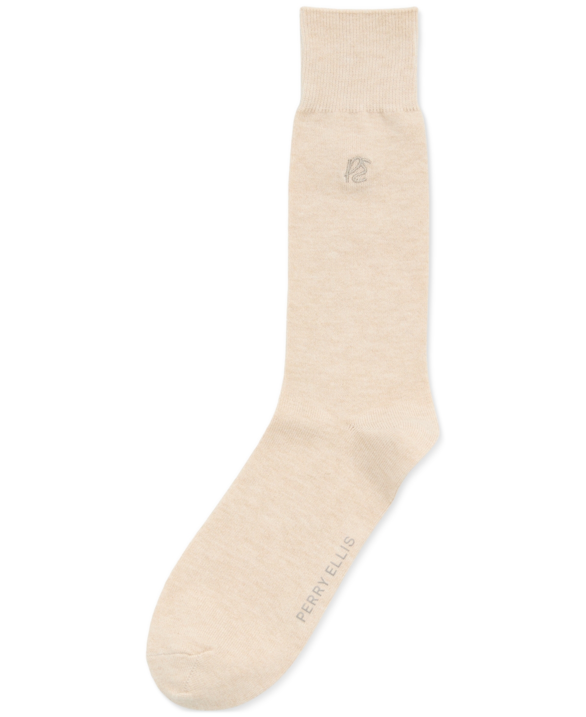 Perry Ellis Portfolio Men's Portfolio Flat Knit Logo Dress Socks In Neutral
