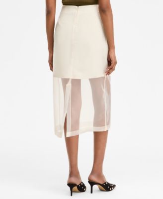 Women's Sheer-Hem Midi Skirt