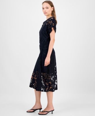 Women's Floral Lace Midi Dress