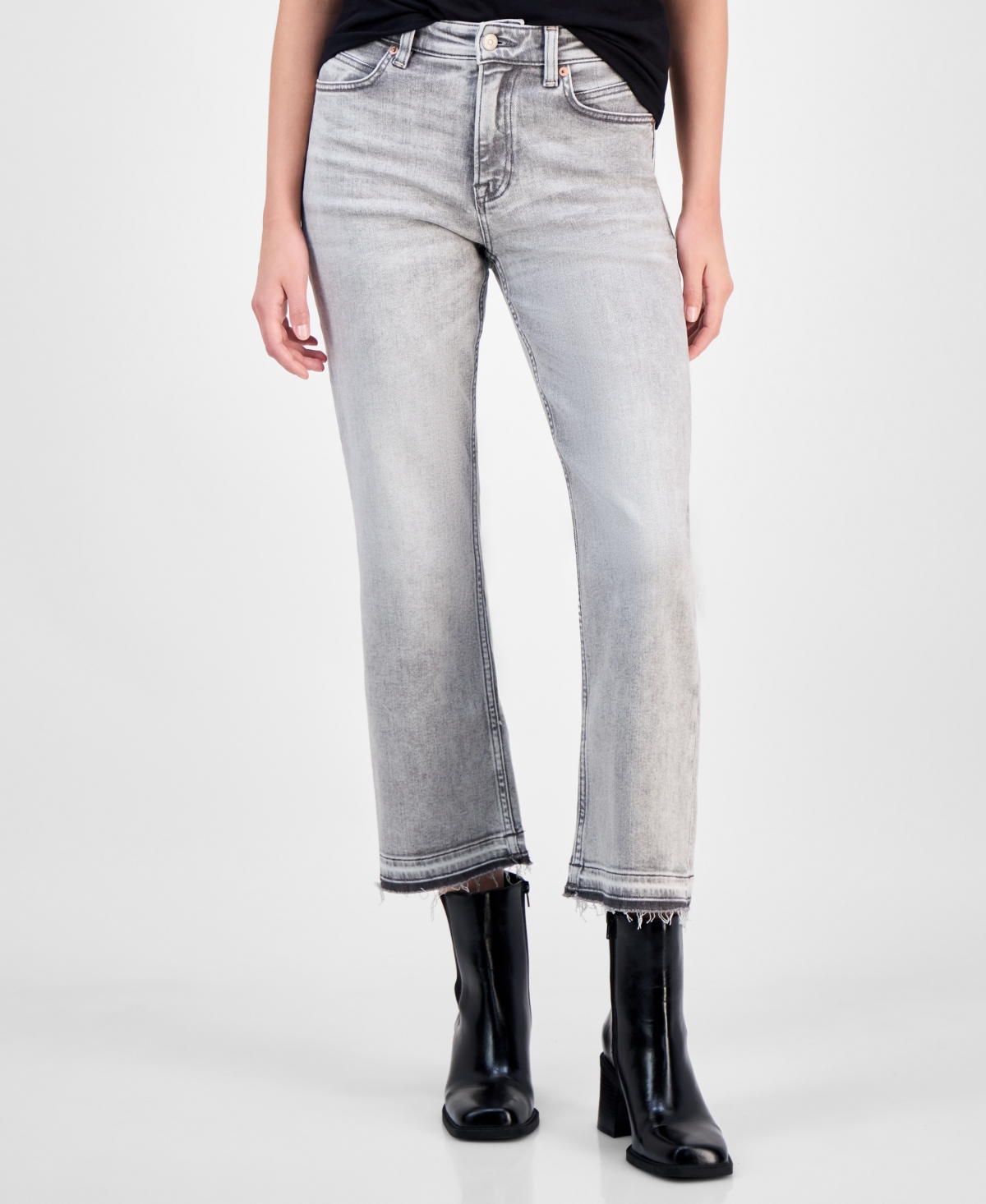 Hugo Boss Kick-flare Frayed Jeans In Gray