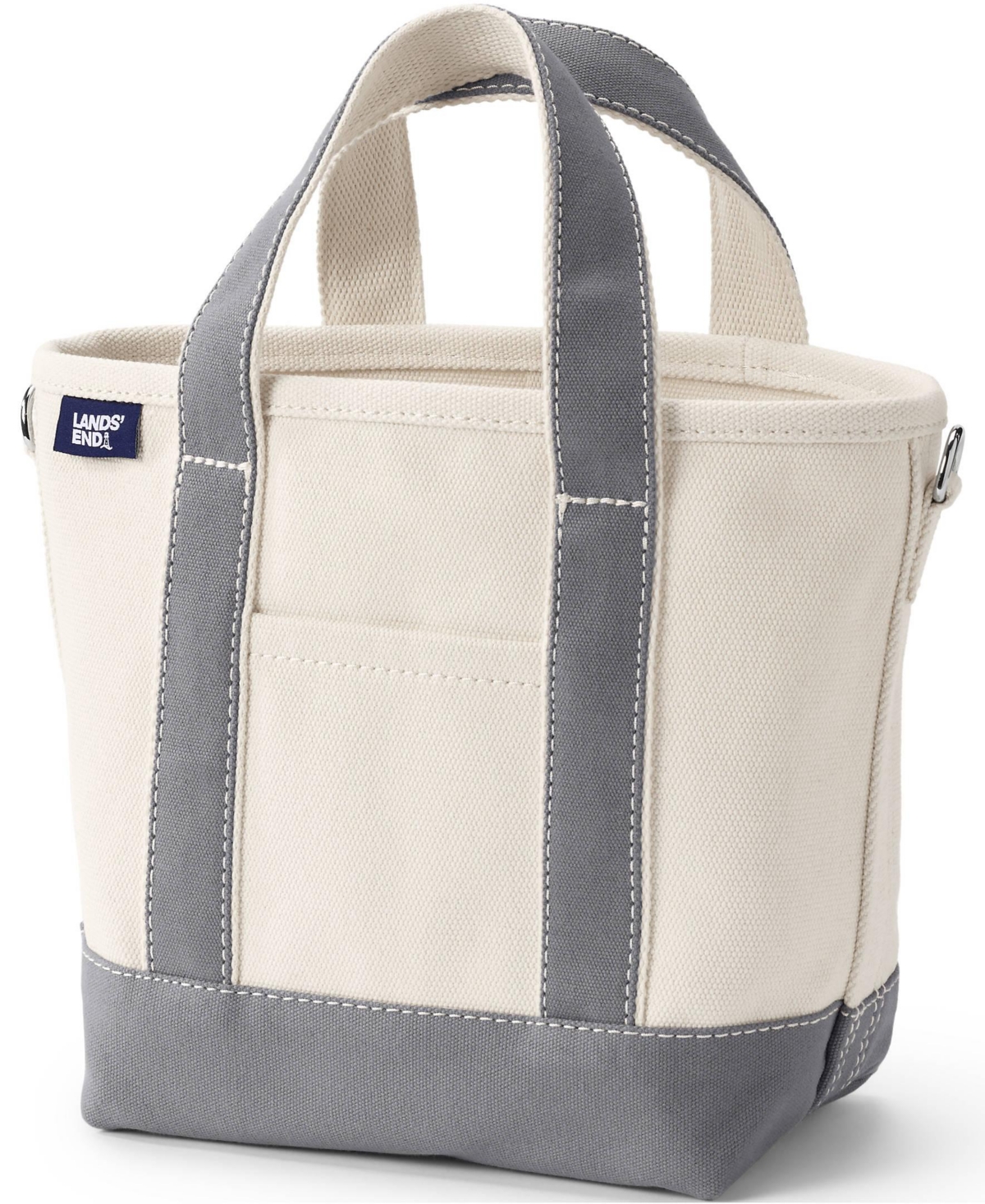 Small Natural 3 Pocket Open Top Canvas Tote Bag - Natural/silver graphite