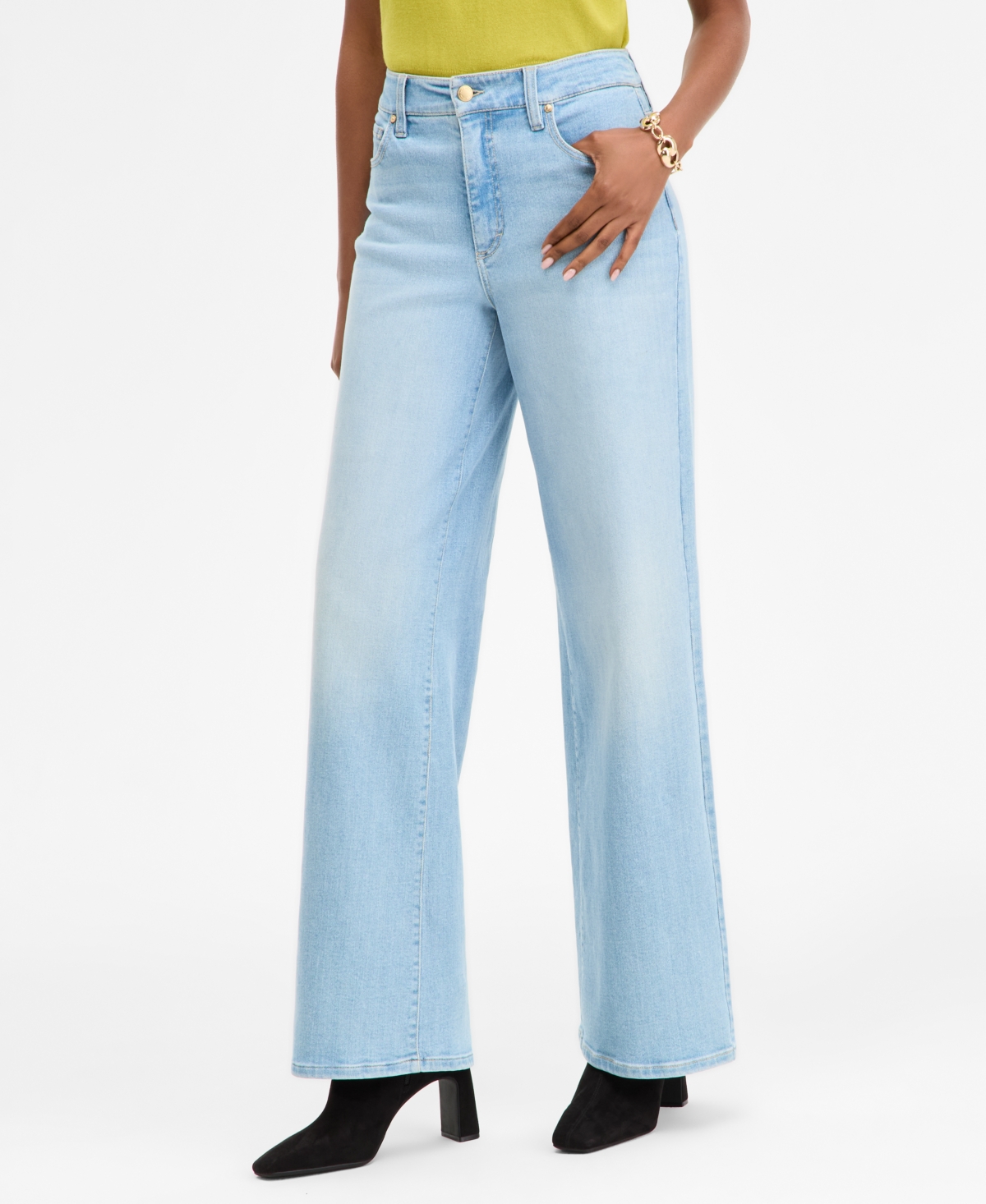 Inc International Concepts Women's High-rise Wide-leg Jeans, Macy's Exclusive In Blue