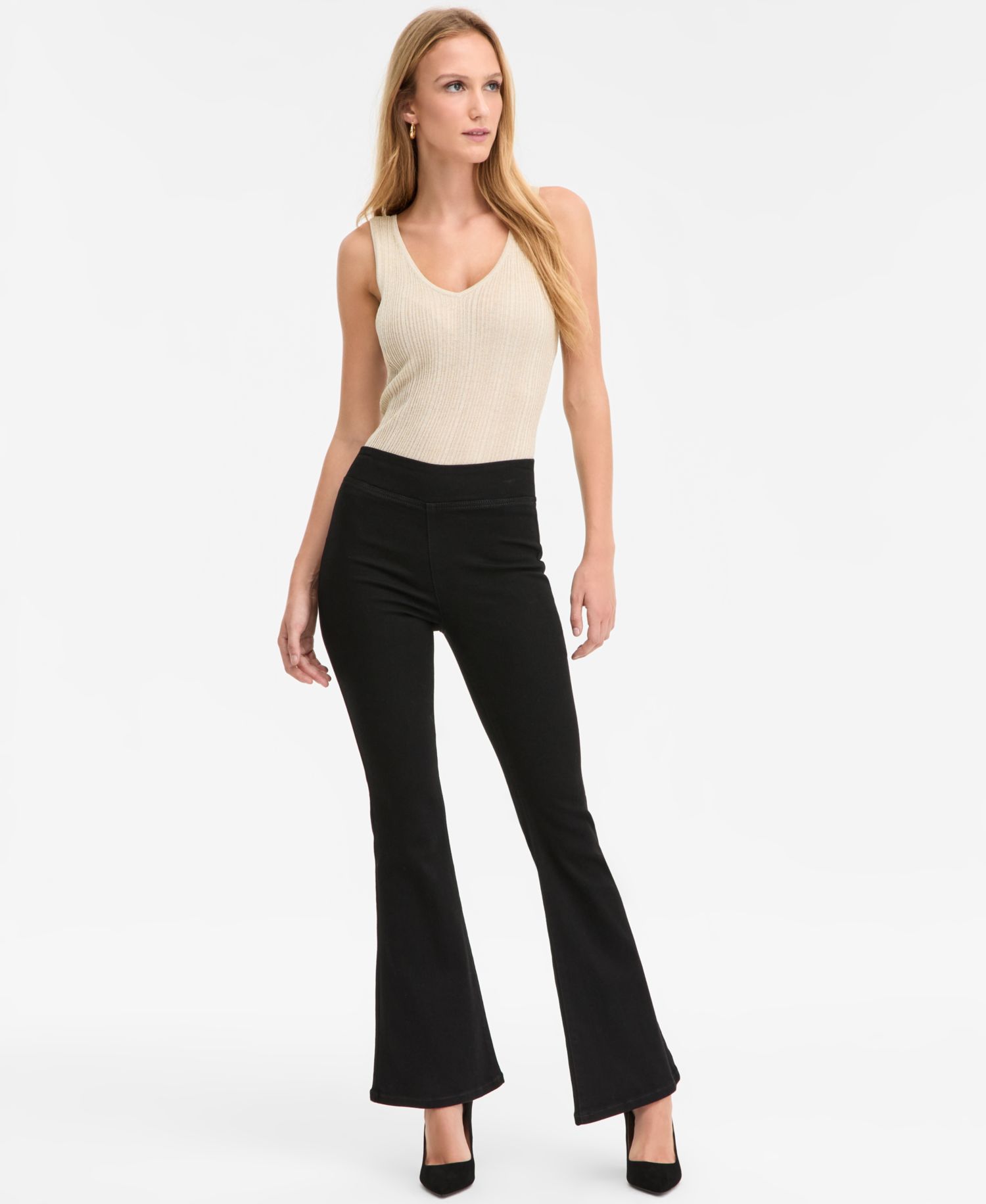 Women's High-Rise Pull-On Flare-Leg Jeans