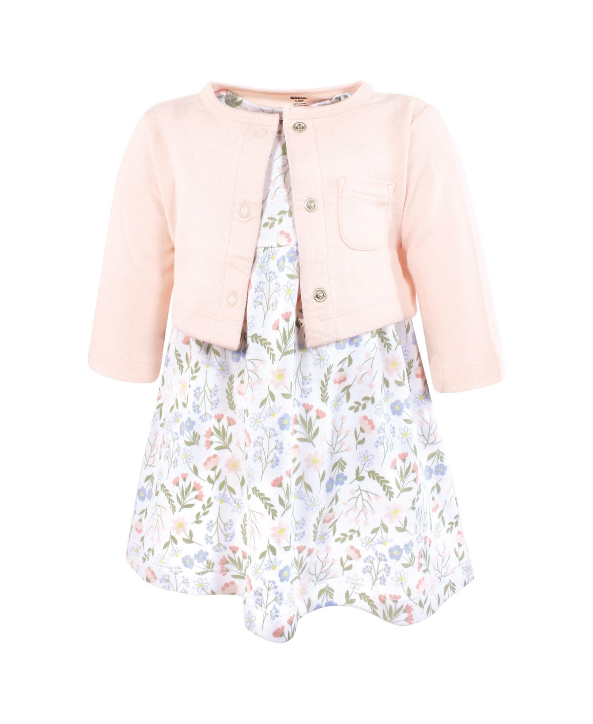 Hudson Baby Baby Girls Hudson Cotton Dress and Cardigan Set, Pastel Wildflower - Pastel wildflower