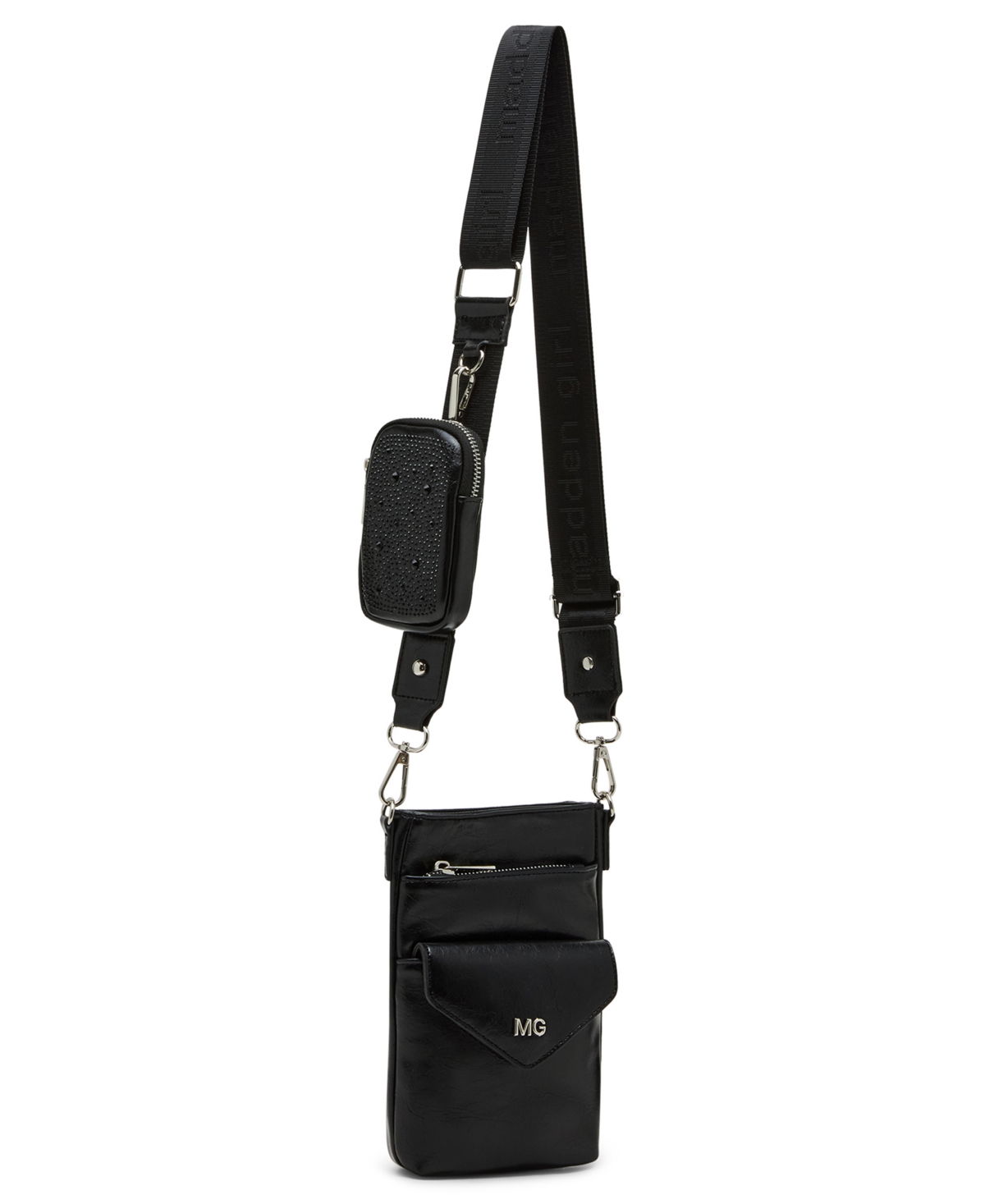 Madden Girl Inezc Crinkle Magnetic Phone Pouch Crossbody In Black