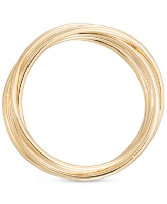 Polished Interlocking Multirow Crossover Statement Ring in 14k Gold