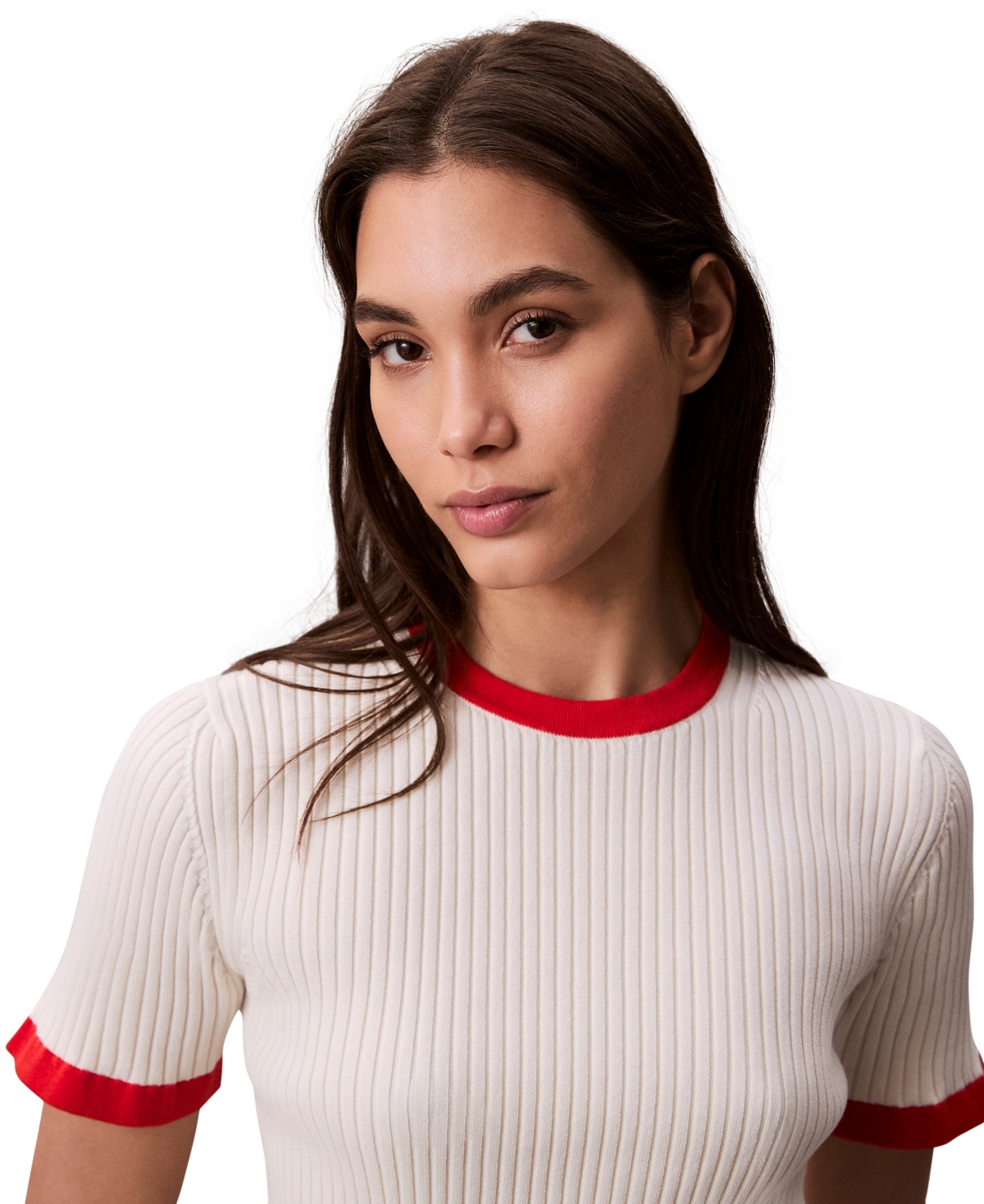 Calvin Klein Jeans Est.1978 Calvin Klein Women's Cotton Ribbed Slim T-shirt In Neutral