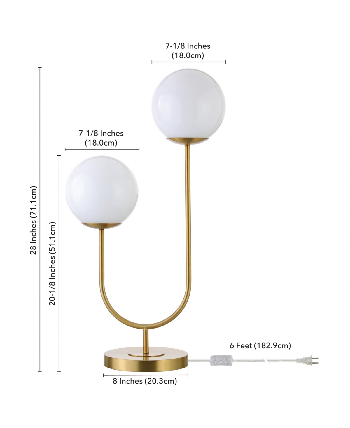 Hudson & Canal Dufrene 28" Metal 2-light Table Lamp With Glass Shades In Gold