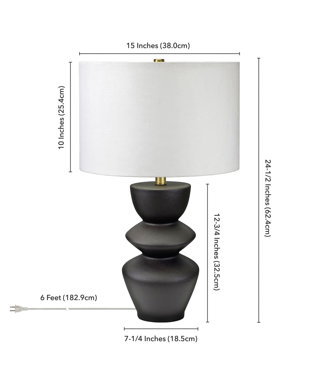 Hudson & Canal Cassian 25" Ceramic Table Lamp With Fabric Shade In Black