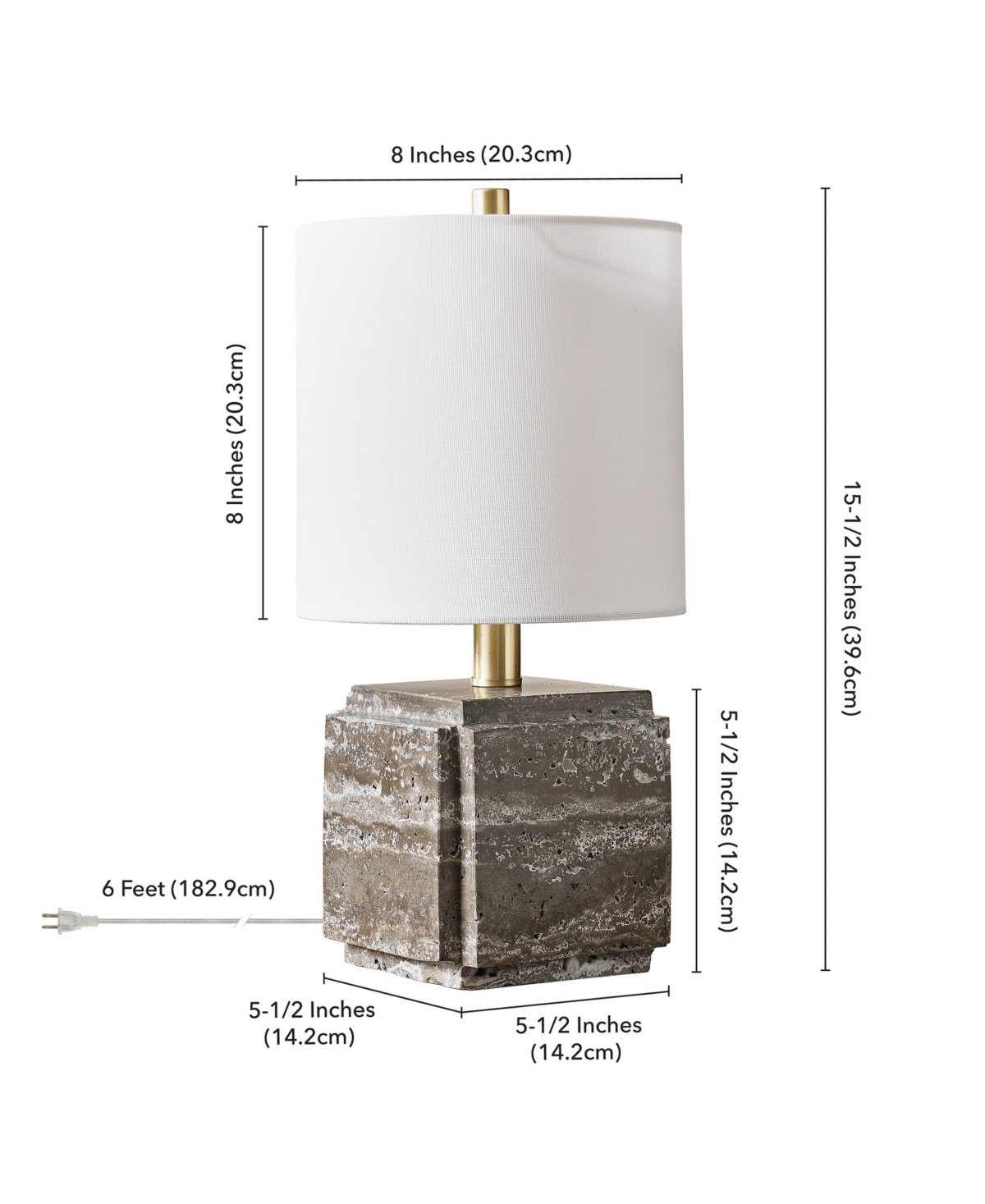 Hudson & Canal Pacha 15.5" Metal Stone Table Lamp With Fabric Shade