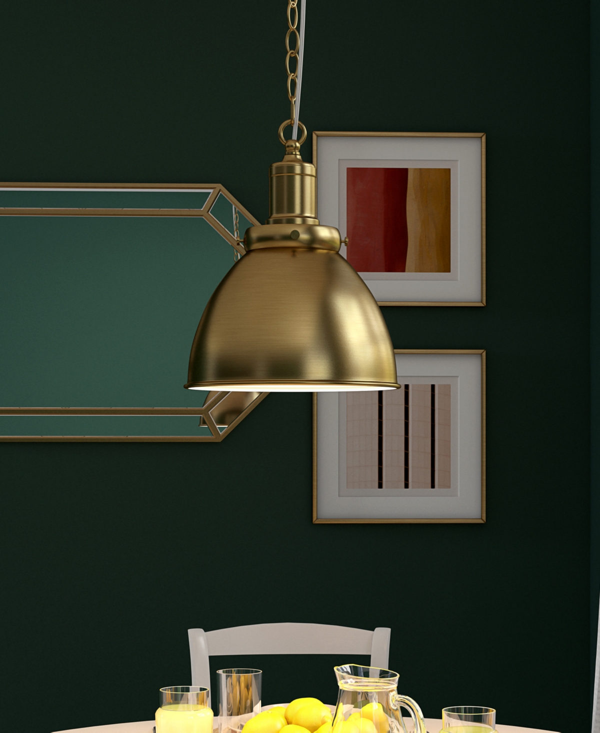 Hudson & Canal Elodie 12" Metal Pendant With Metal Shade In Gold