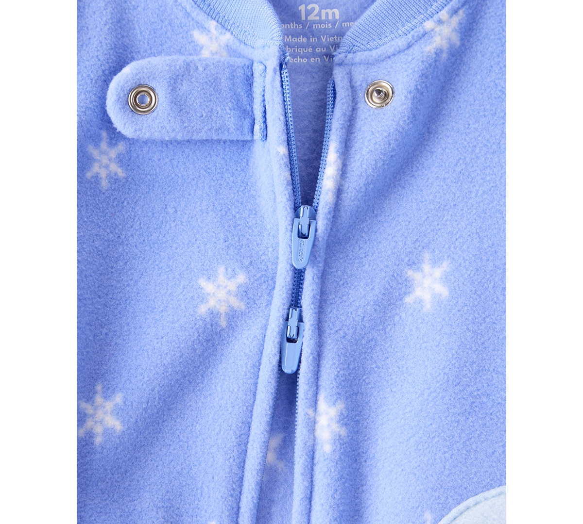 Carter's Baby Girls Snowflake-print Penguin Fleece Loose-fit 1-piece Footed Pajamas In Blue