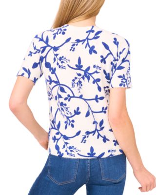 Women's Printed Vines Short Sleeve Sweater