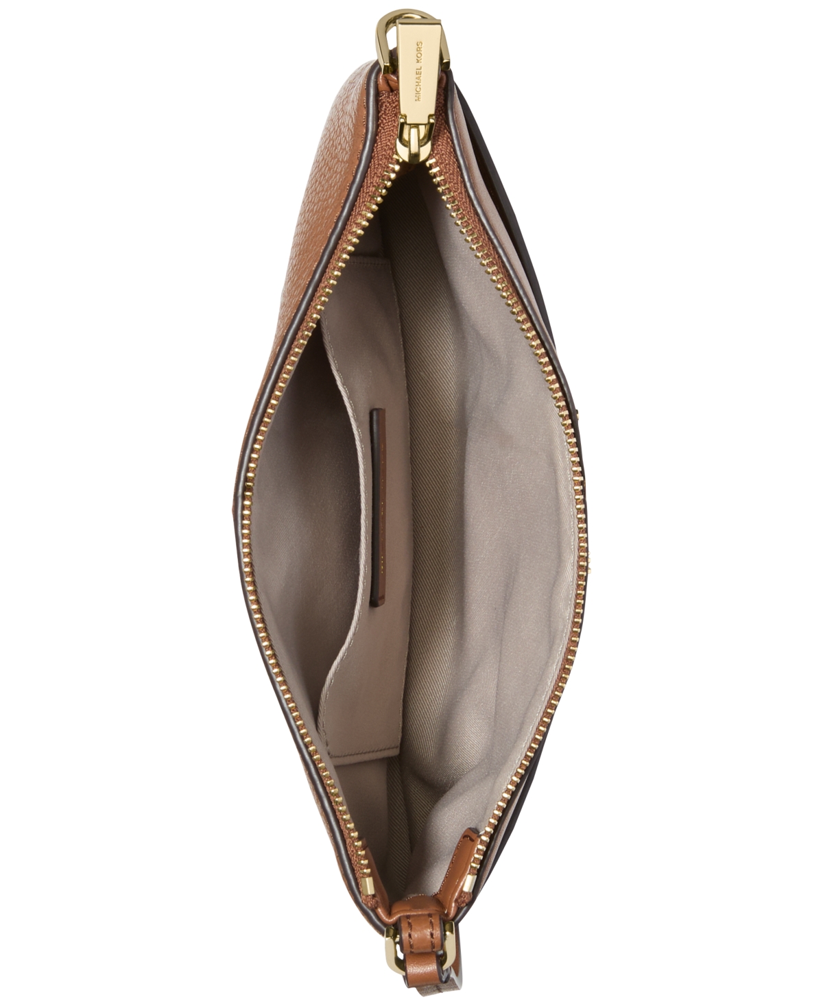 Michael Kors Michael  Jet Set Leather Top Zip Convertible Wristlet In Brown
