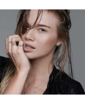 Heart Shaped Chain Cartilage Ear Cuff Wrap Earring Pave CZ Stud Helix Earring Stud Set Sterling Silver