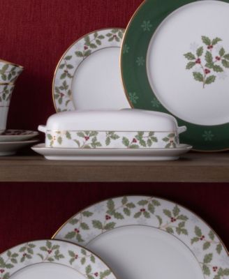 Holly & Berry Gold Covered Butter, 8"