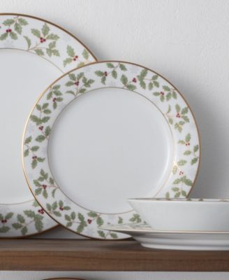Holly & Berry Gold Set of 4 Salad Plates, 8.25"