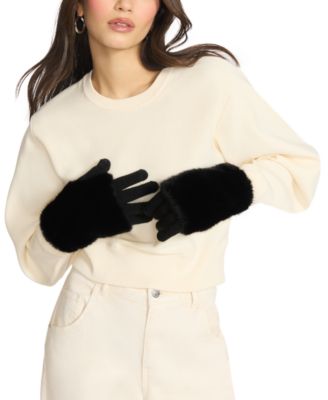 Faux-Fur-Cuff Cozy Knit Gloves