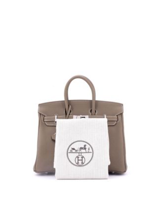 Pre-Owned Hermes Birkin 25 Handbag Grey Togo with Palladium Hardware