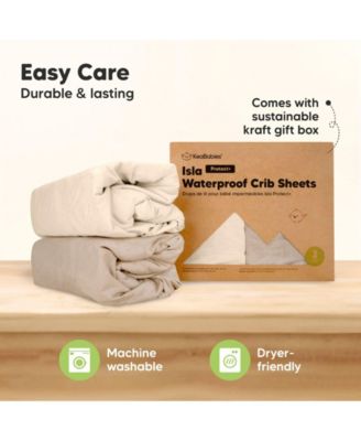 Waterproof Crib Sheets for Boys, Girls, 2pk Baby Fitted Crib Sheet, Waterproof Crib Mattress Protector Sheets