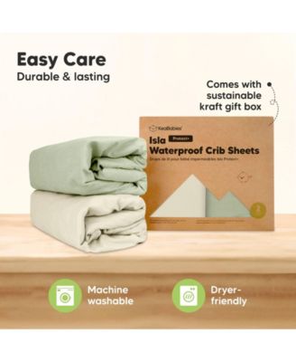 Waterproof Crib Sheets for Boys, Girls, 2pk Baby Fitted Crib Sheet, Waterproof Crib Mattress Protector Sheets