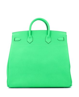 Pre-Owned Hermes HAC 40 Handbag Green Togo with Palladium Hardware