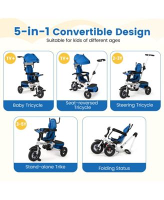 Toddler 5-in-1 Folding Trike 1-5 Years Old with Safety Harness Storage