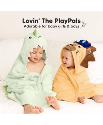 PlayPals Baby Towels with Hood for Girls, Boys, 100% Organic Soft Cotton Hooded Bath Towels for Newborn, Kids
