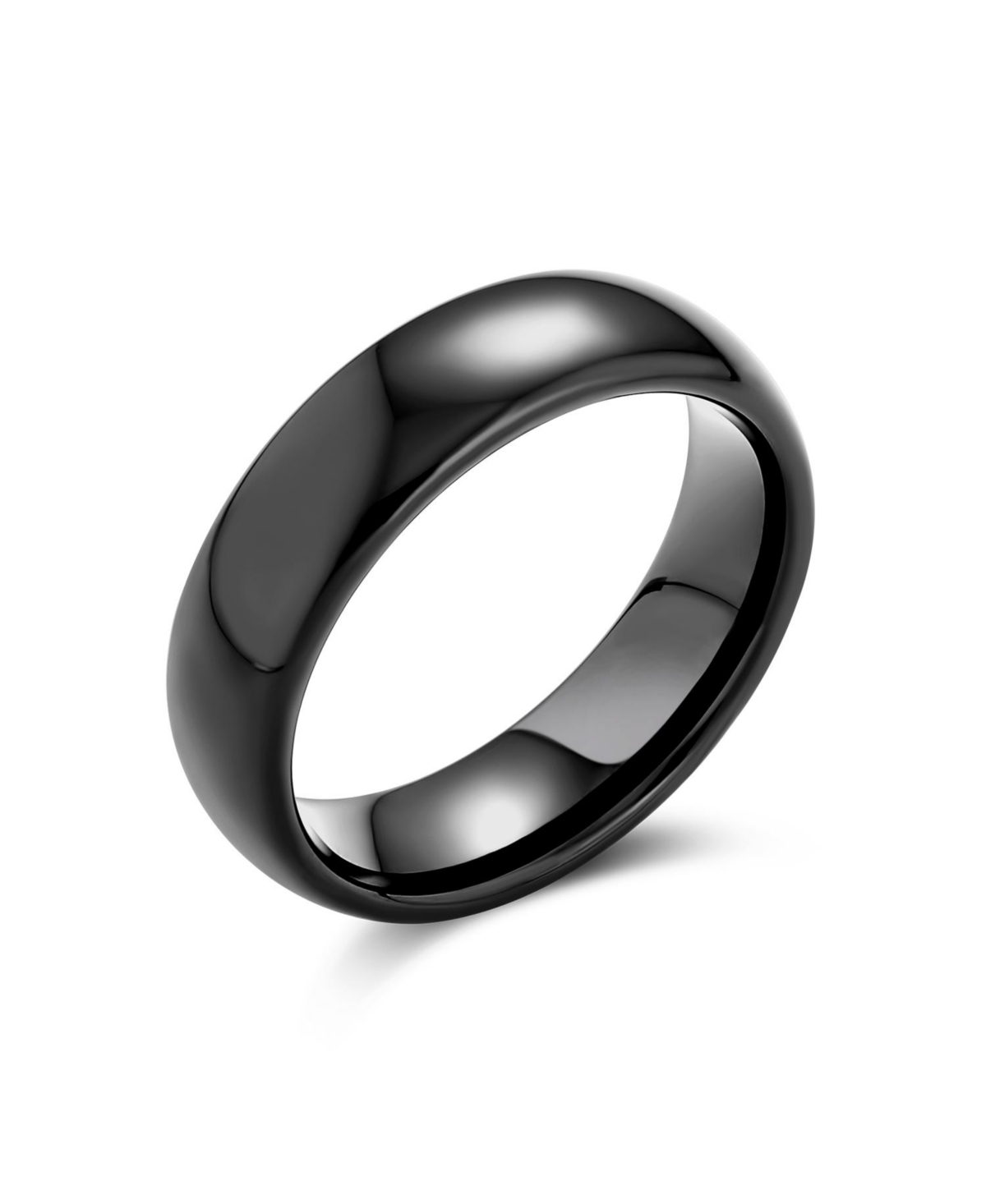 Plain Simple Dome Titanium Eternity Band Ring Comfort Fit 6MM - Black 6mm
