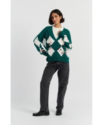 Women's Wool Cashmere Peanuts Poker Cardigan