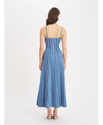 Women's Abygail Stripe Cotton Denim Maxi Dress