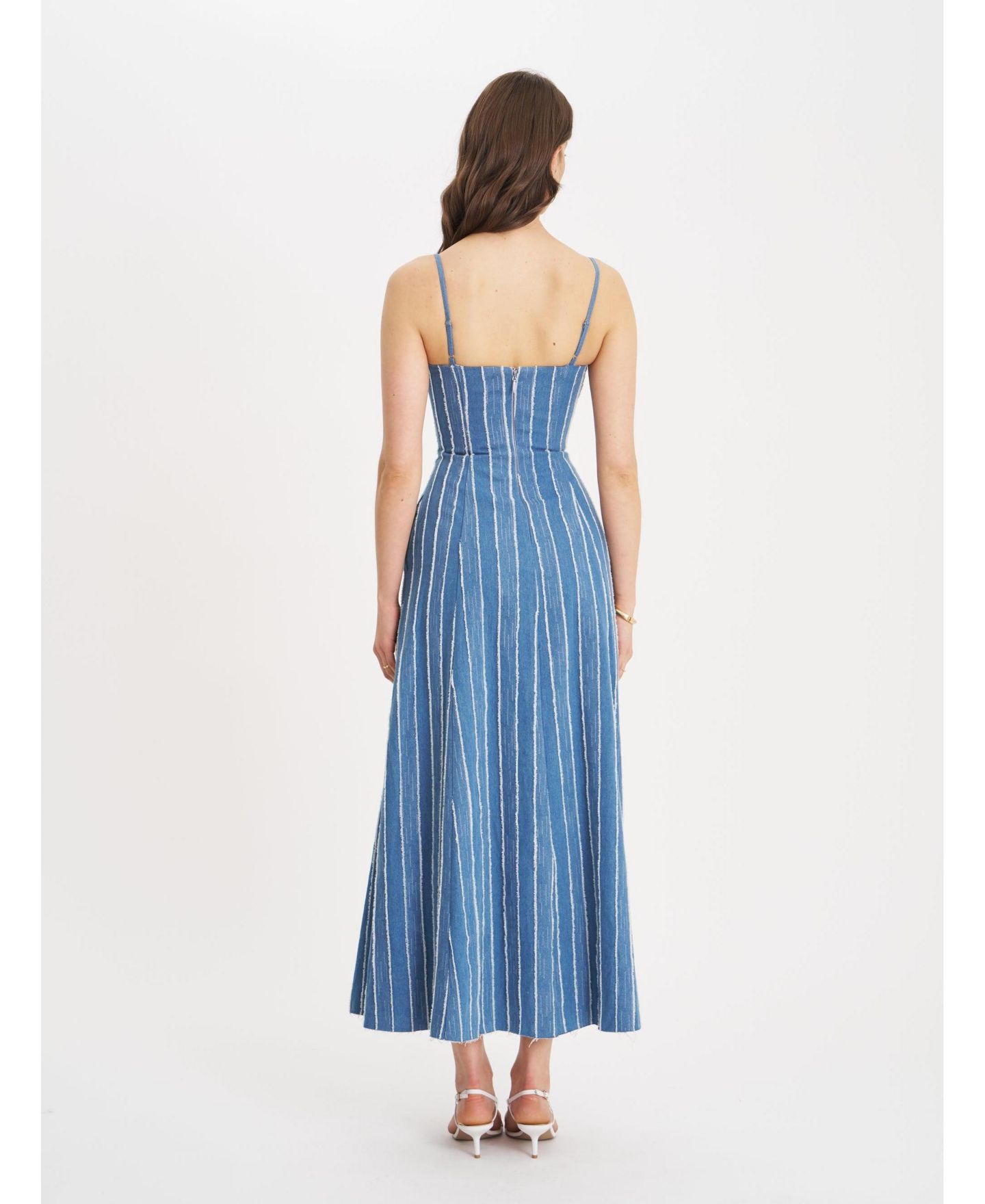Женское платье Miss Circle Abygail Stripe Cotton Denim Maxi, цвет: Джинсовый синий — фото 8