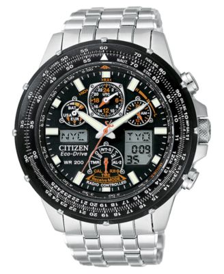 Citizen - Men's Eco-Drive Skyhawk Atomic Stainless Steel Bracelet Watch 45mm JY0000-53E