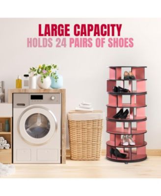 7-Tier Rotating Shoe Rack Organizer with 360° Spinning Lazy Susan Tower for Entryway and Closet