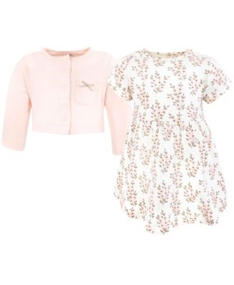 Baby Girls Lightweight Cotton Dress and Cardigan Set