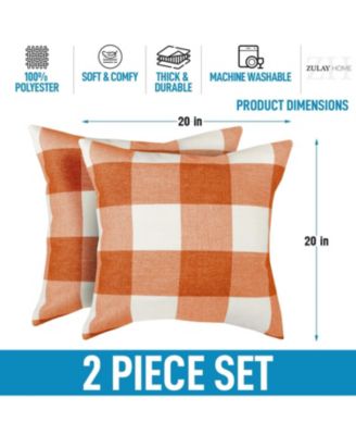 16 x 16 inches 2 Pack Buffalo Plaid Throw Pillow Outdoor & Indoor Covers